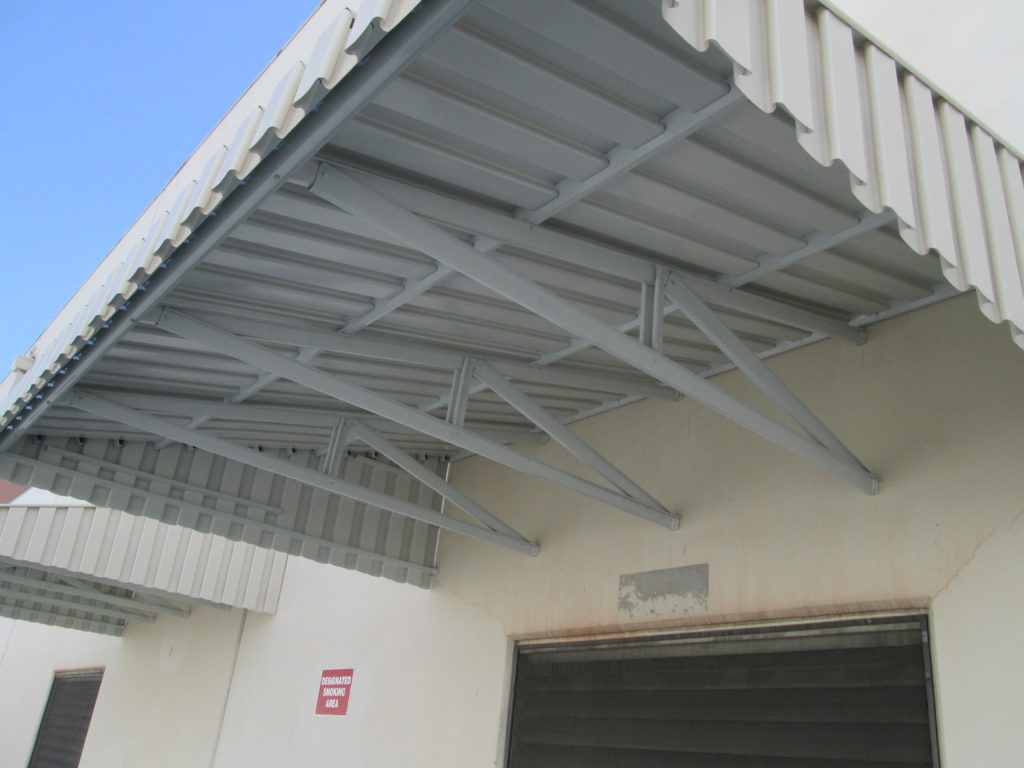 Covered Work Area Awning_6 | fixed metal awning