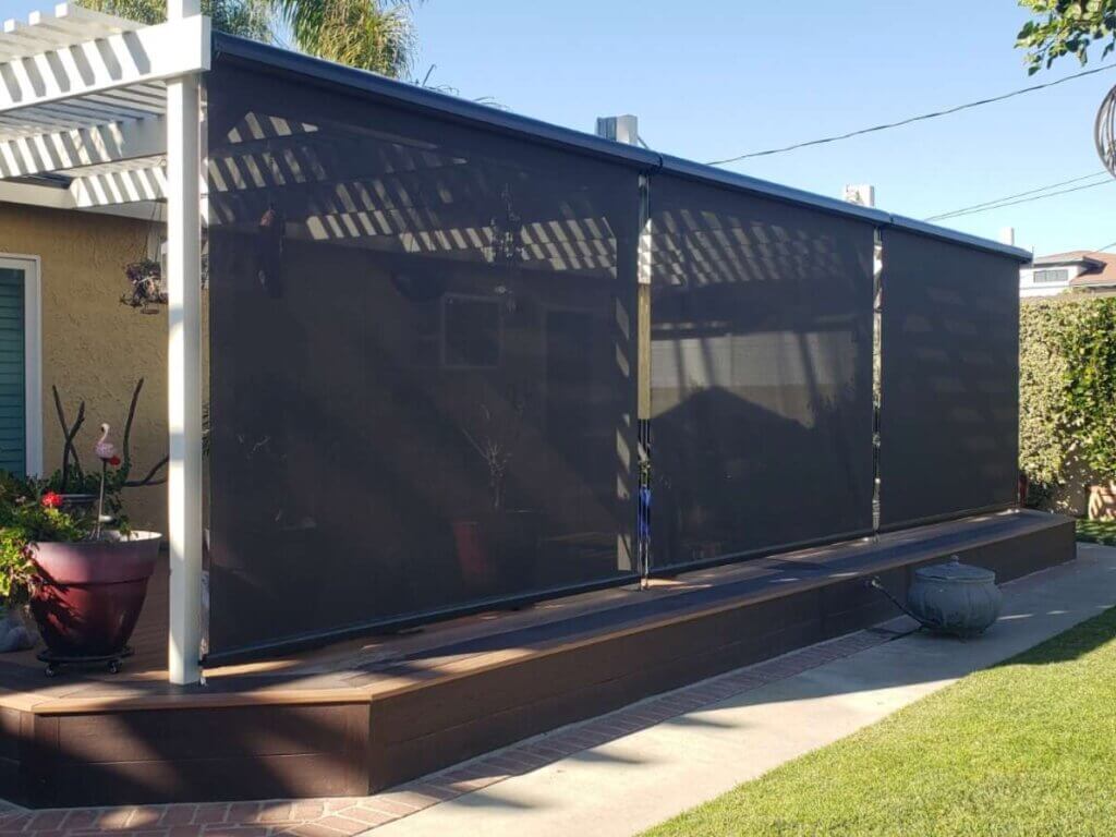 SunPro Drop Shades in Patio Outside View - Fully Extended